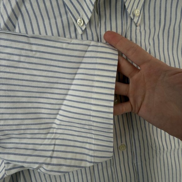 Brooks Brothers 16.5 Classic Fit Button Up Shirt Short Sleeve Striped Blue White - Picture 10 of 16